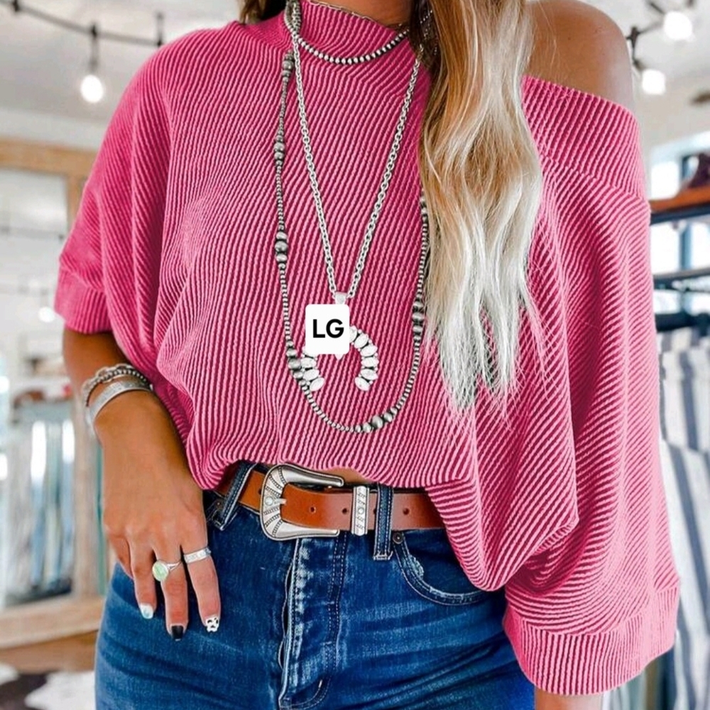 Pink Off-Shoulder Sweater